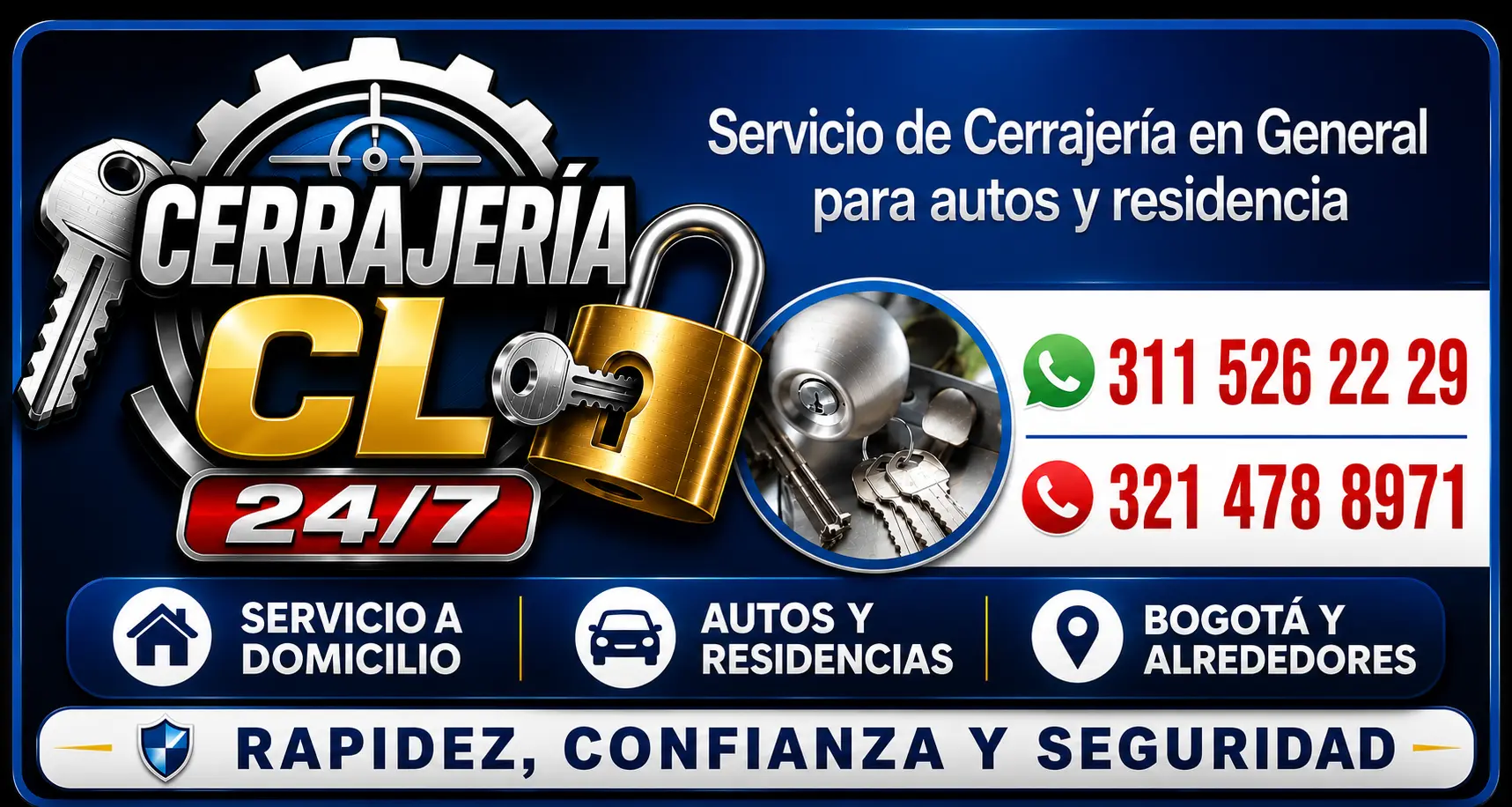 Servicio de cerrajería en Bogotá 24 horas